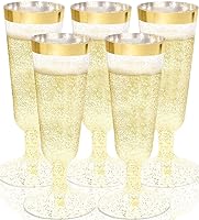 Vista 14 de WDF Paquete de 36 copas de champán de plástico azul transparente, 7 onzas, copas de champán de plástico, vasos de champán desechables para fiestas