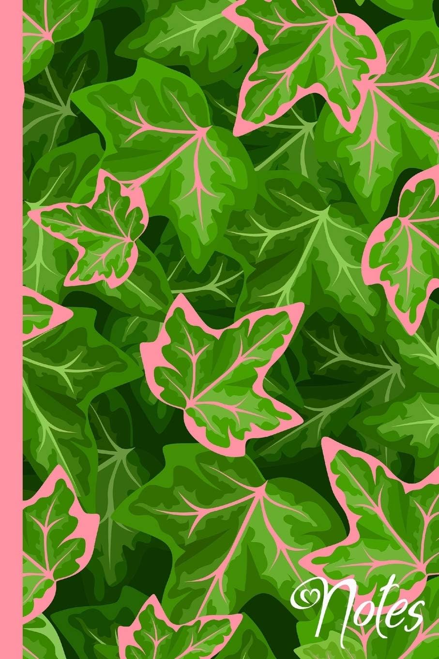 Notes: Pink and Green Ivy Leaf Notebook Journal|6x9|100 Pages|Glossy Cover|Gift for A Gardener| Great Alpha Kappa Alpha Sorority Gift Too!