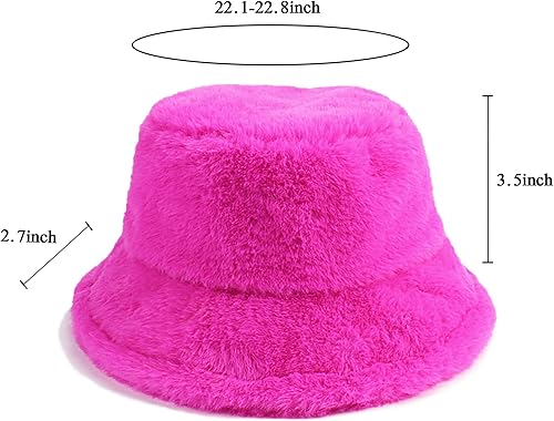 Miniatura 4 de Sombrero de pescador de piel sintética de felpa mullida, gorro cálido para mujer