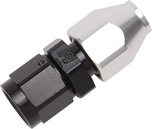 Russell 639213 Negro/Plata -6 AN Macho 37 grados a 3/8" Adaptador de línea de combustible de tubo de aluminio