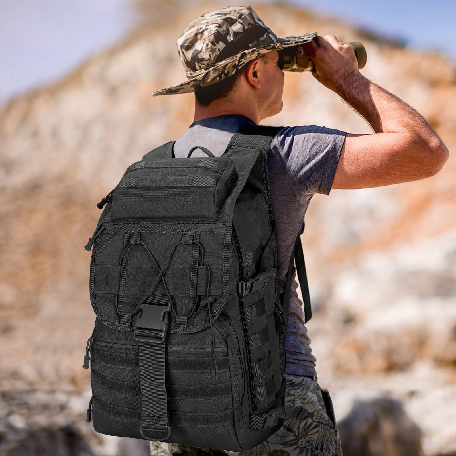 SHANNA Sac à Dos Militaire,35L/50L Grand Volume Sac à Dos Multifonction, Sacs Trekking Armée MOLLE Assaut Pack Combat Tactique pour La Randonnée en Plein Air Camping Pêche Chasse Sac D'urgence