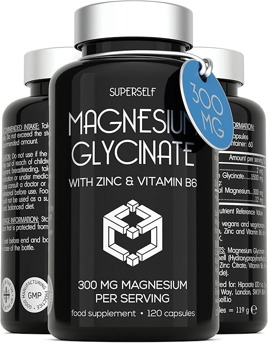 Magnesium Glycinate Supplement 300mg Magnesium Bisglycinate Capsules with Zinc & Vitamin B6