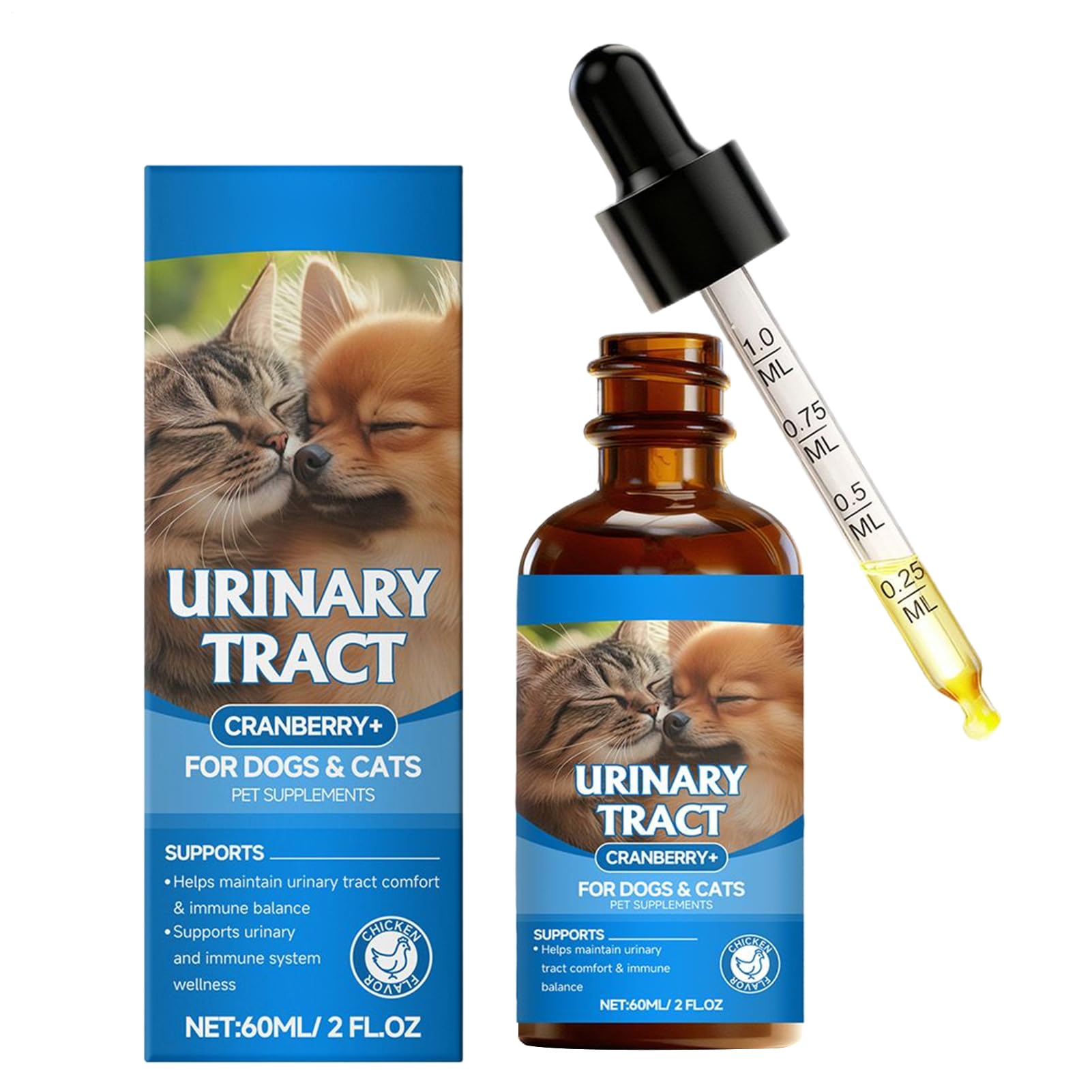 UTI Medicine for Cats and Dogs, Supports Urinary Tract Health, 60ml, Ürinary Tract Ïnfection Trëatment, Flavored Nutritional Supplement, Helps with Bladder & Kidney Health, Ph, Overall Function