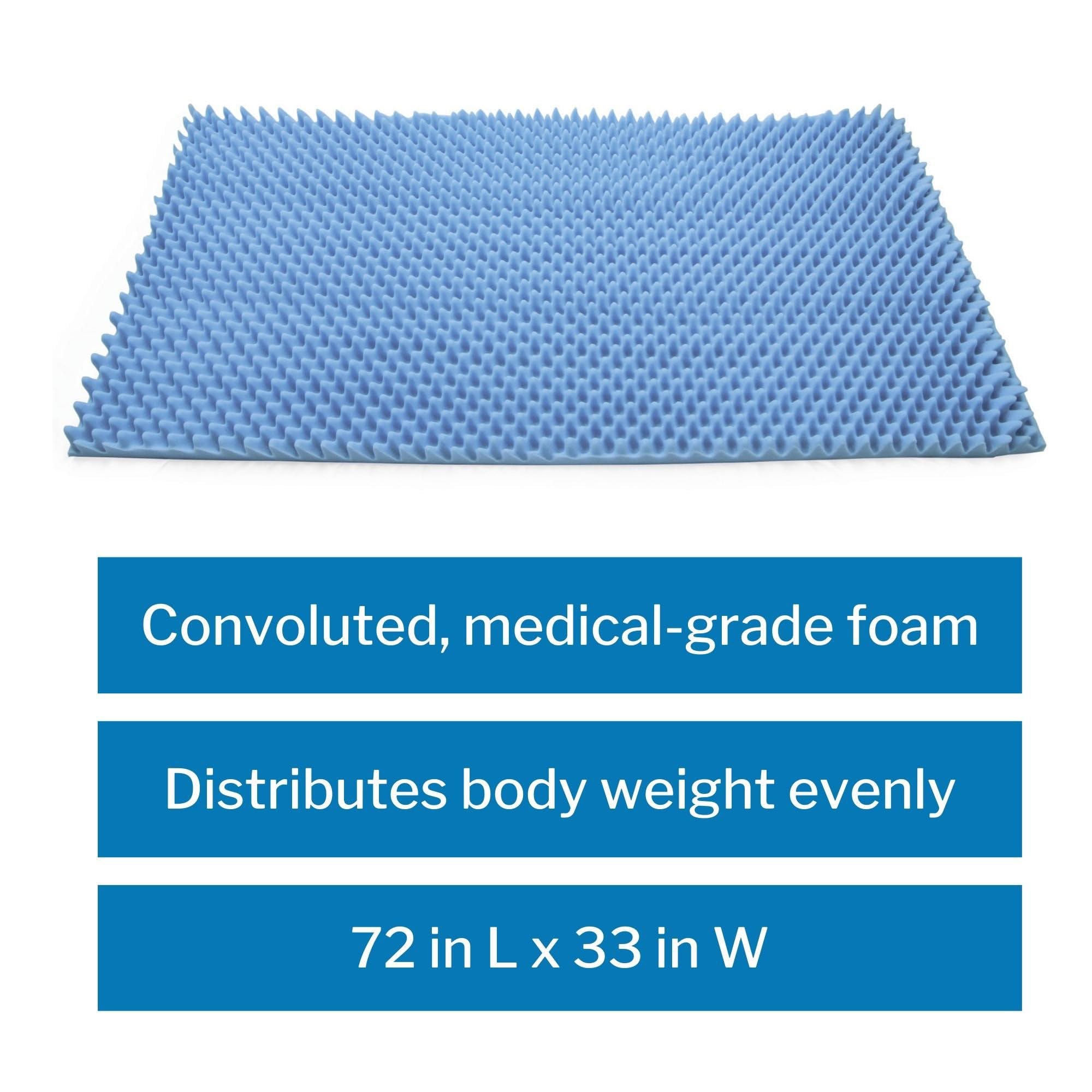 McKesson Cubrecolchón – Almohadilla de espuma contorneada para cuidado de decúbitos, cubrecolchón para úlceras, úlceras por presión, úlceras por presión, úlceras por decúbito, 72 x 33 x 4 pulgadas, 1