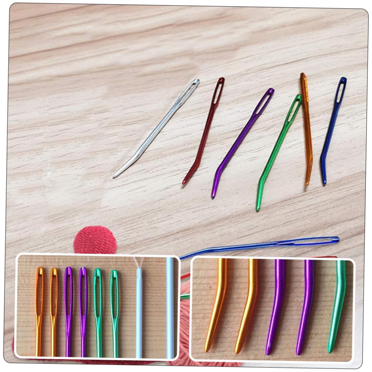 TEHAUX 60 Pz occhiello ago da tappezzeria in alluminio aghi ago da cucito portatile knitting needles spilli da cucito ago filato professionale ago per filo di sicurezza Colorful