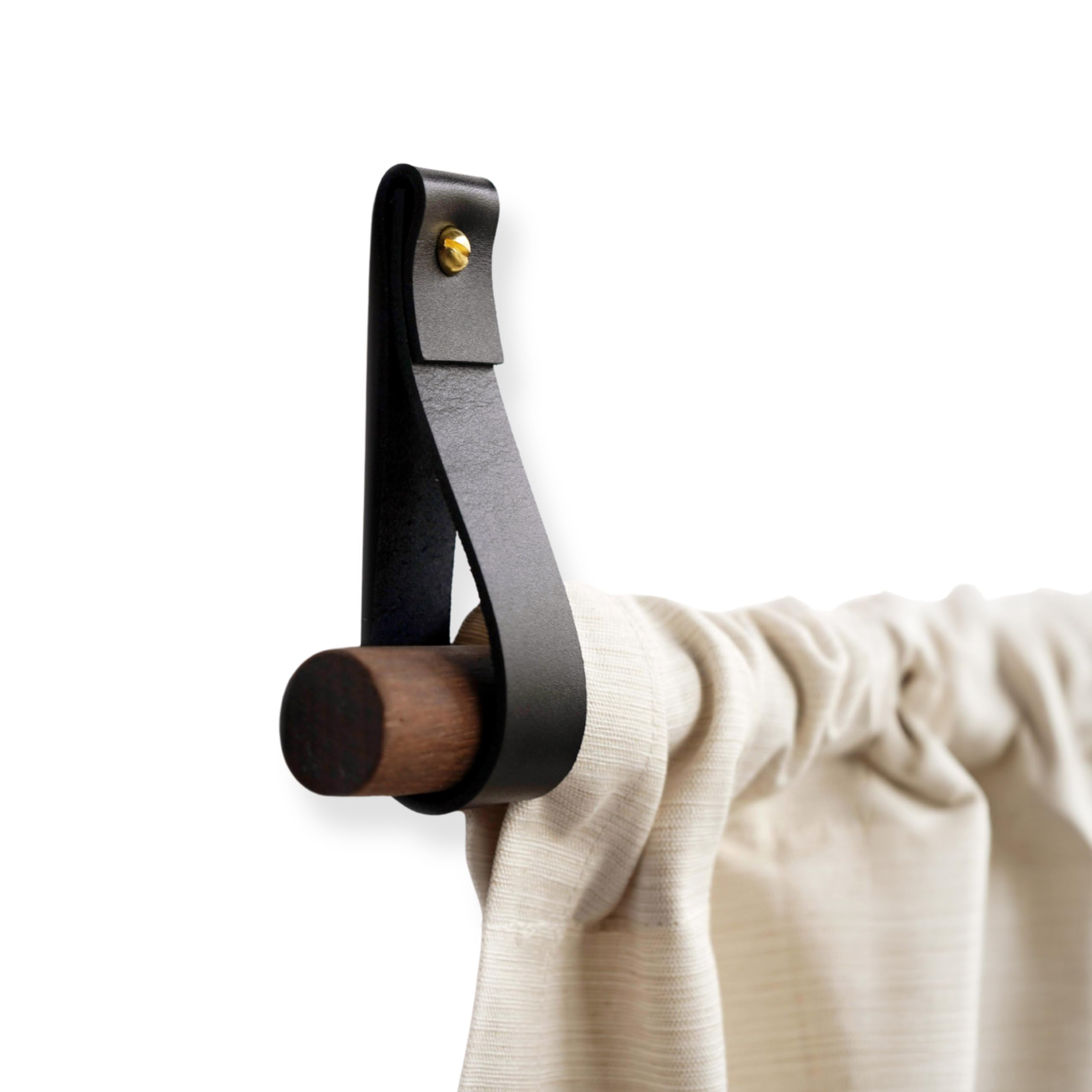 Keyaiira - Curtain Rod Holder Leather Curtain Rod Bracket Holders Leather Loop Strap for Wall Boho Pole Hanger Wall Blanket Display Farm House Style