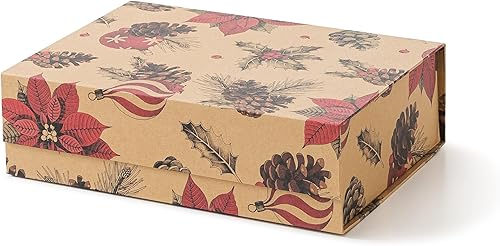 Soul & Lane Caja de regalo de Navidad con tapa, 12.5 x 9.0 x 3.5 pulgadas, caja de regalo magnética de Navidad para regalos con diseño navideño y