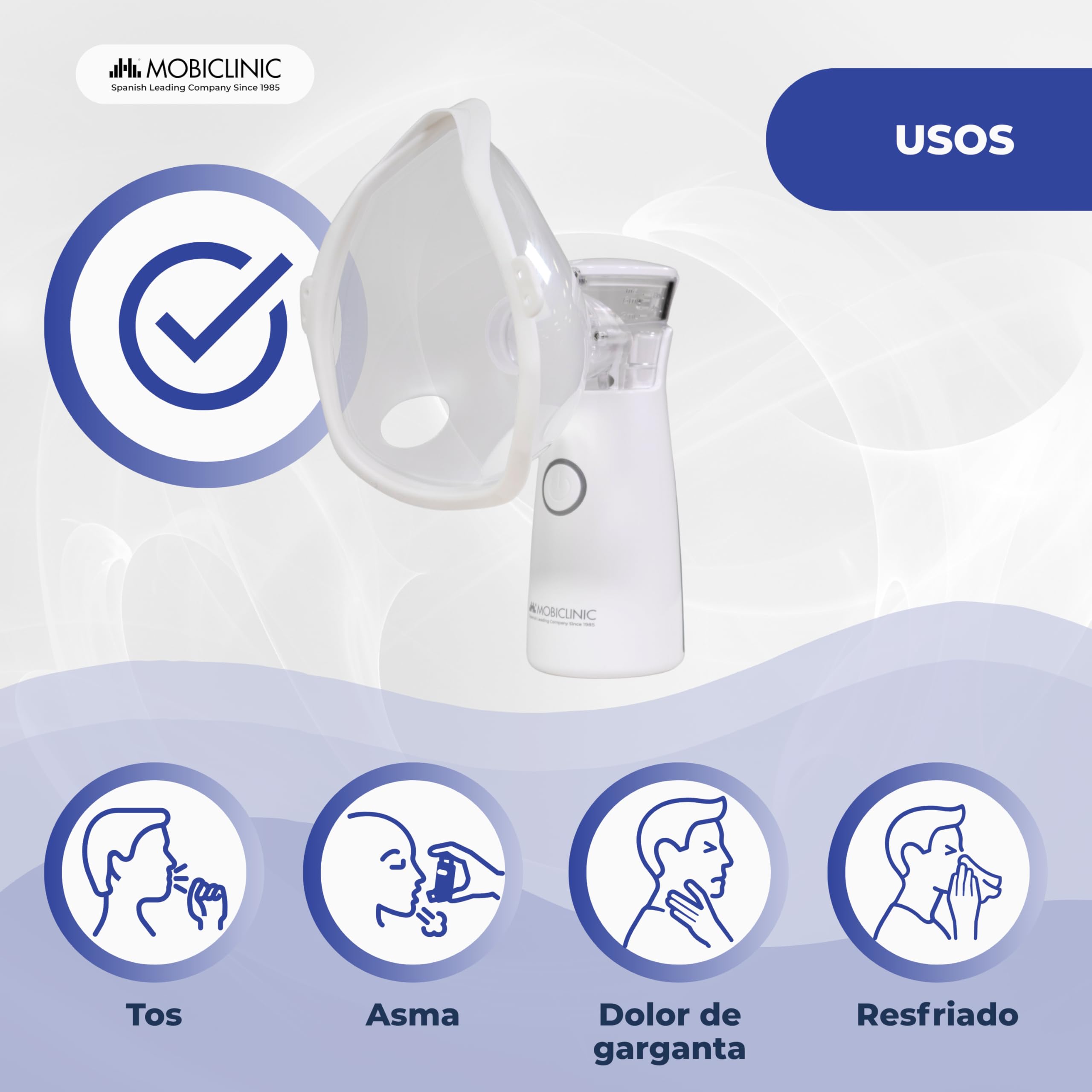 Mobiclinic®, Nebulizador Portátil, Boquilla y 2 Mascarillas, Adultos y Niños, Estuche de Transporte, Silencioso, Compacto, Asma, Nebumobi1
