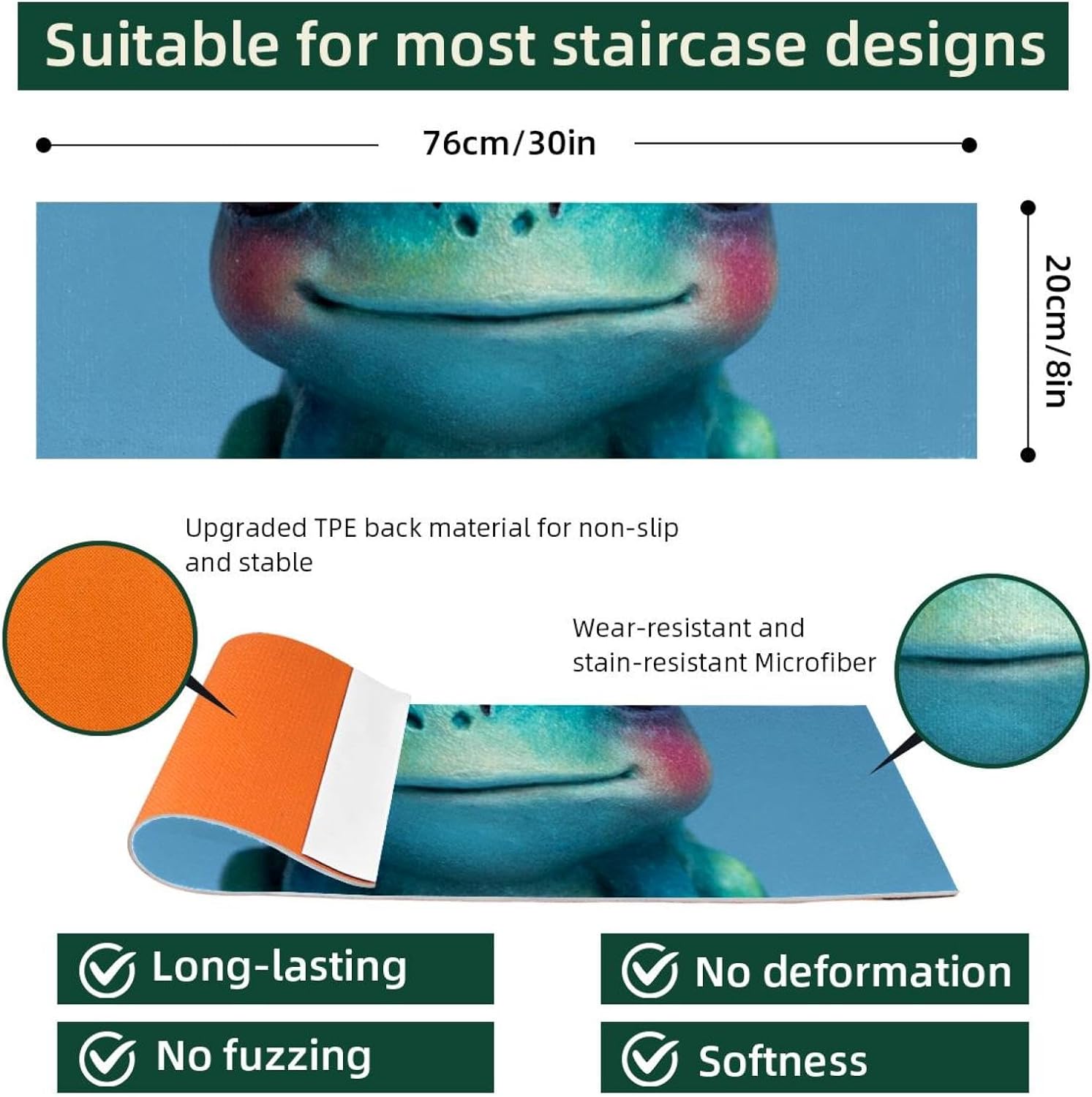 15PCS Carpet Stair Treads Non Slip for Wooden Steps, 8" X 30" Stair Runners Mats Indoor, Stain Resistant Staircase Step Treads Stair Rugs for Kids, Elders, Dogs