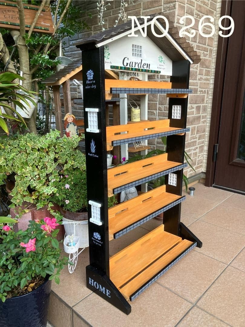 Amazon.co.jp: No269 三角お屋根の簡単移動 多肉植物棚 garden black 5