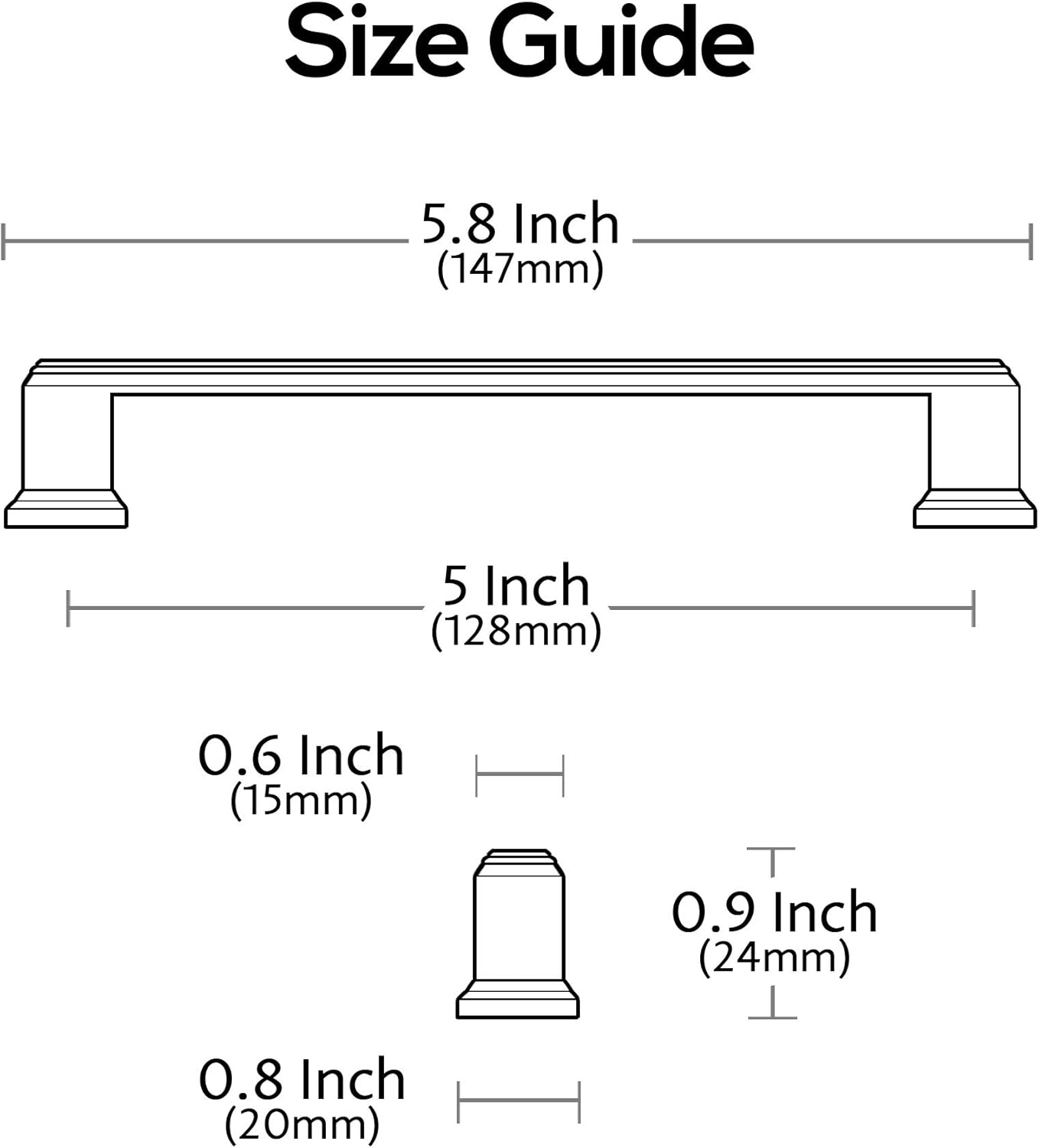 Alzassbg 10 Pack Matt Black Cabinet Pulls, 5 Inch(128mm) Hole Center Cabinet Handles Kitchen Pulls for Cabinets and Drawer AL3071MB