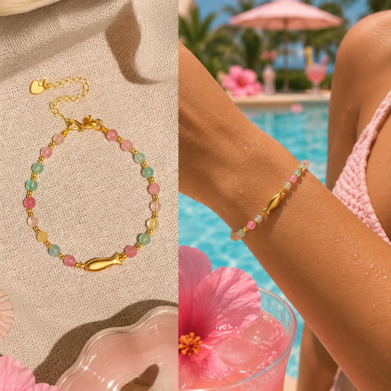 Frodete Colorful Beaded Braclet for Women Dopamine Fish Charm Bracelet Summer Dresses Outfits Beach Wear Vacation Jewelry Gifts image 3