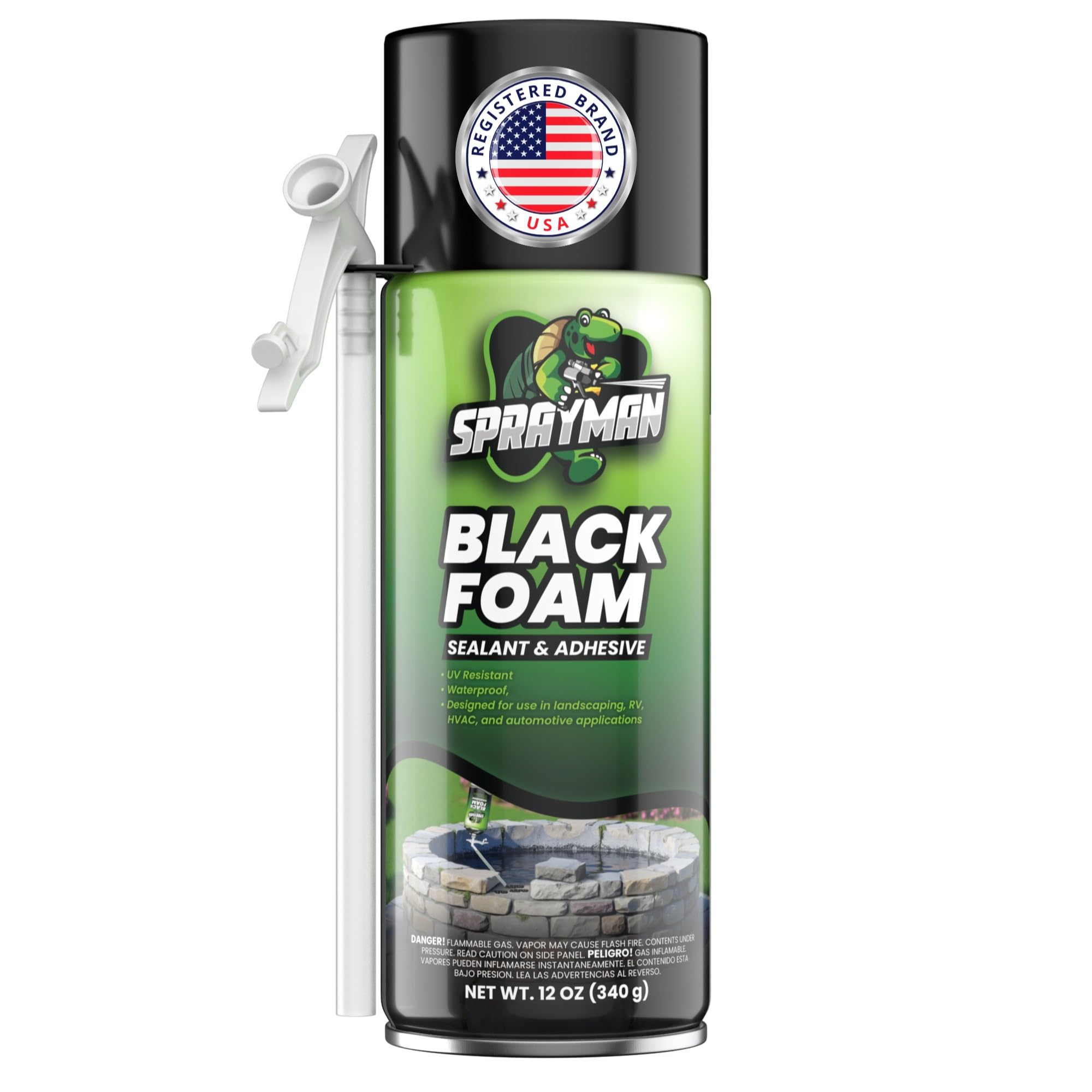 Black Waterfall Foam Sealant - 1x12oz Expanding Polyurethane Pond Foam Sealer UV Resistant Water Proof Spray for Landscape & Exterior Straw Use 1 Pack product thumbnail 2