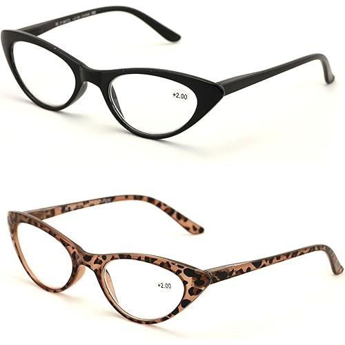 V.W.E. 2 Pairs Deluxe Female Cateye Vintage Reading Glasses Women Readers