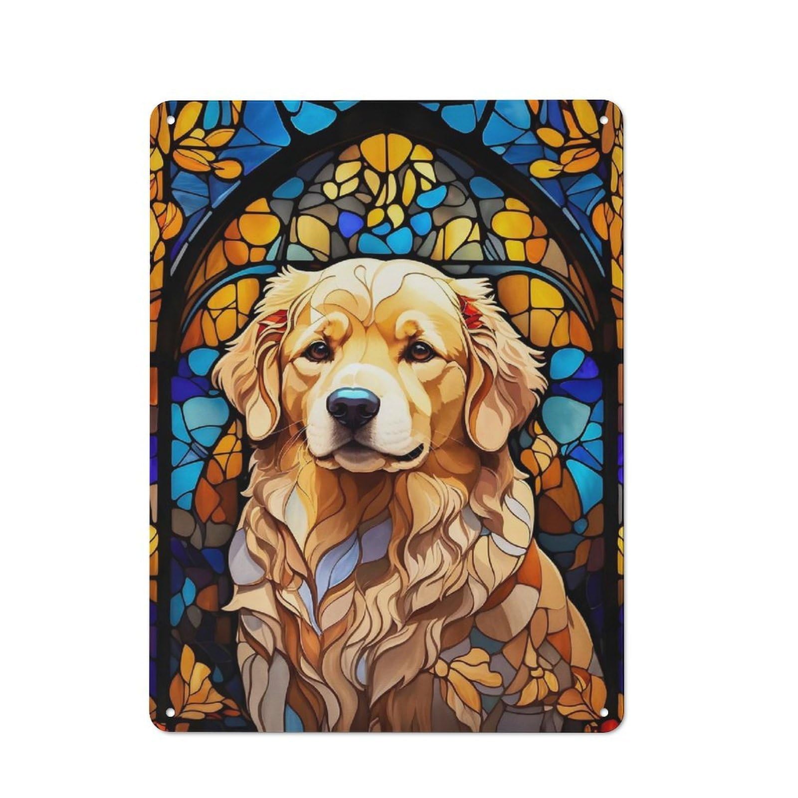 Junmoney Golden Retriever Tin Sign 40X30cm For Living Room Wall, Retro Wall Decor, A Decorative Metal Sign For Living Rooms And Feature Walls