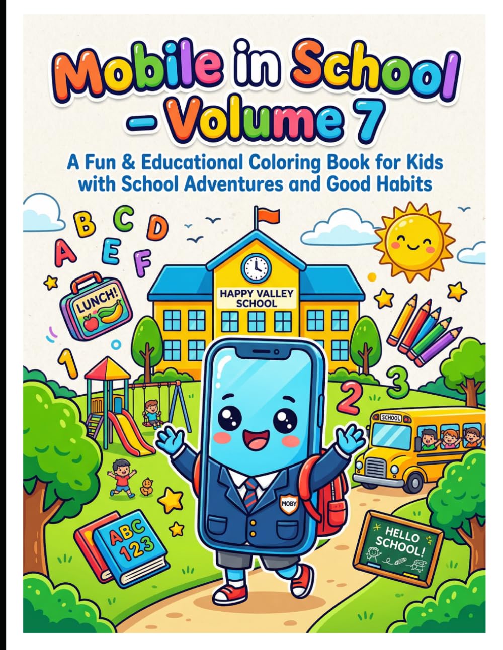 Mobile in School Volume 7: A Fun & Educational Coloring Book for Kids with School Adventures and Good Habits
