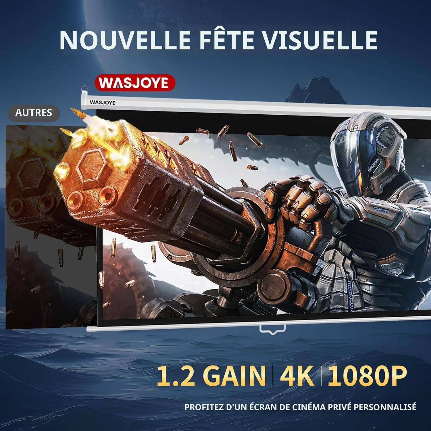 120" Écran de Projection Manuel, Projector Screen Enroulable-278*9.4*8cm