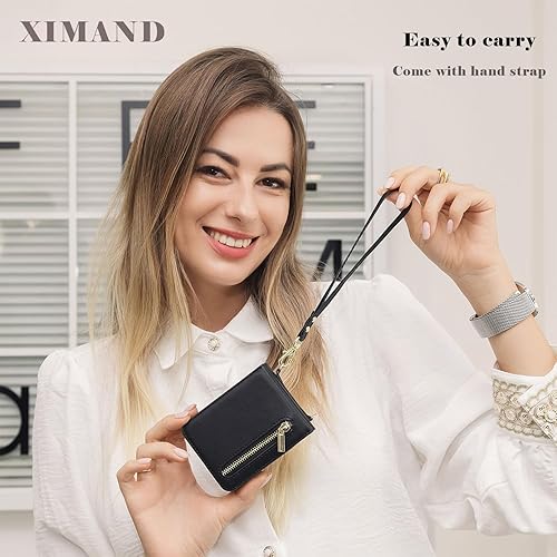 Miniatura 3 de XIMAND Funda de lujo con cremallera para Samsung Galaxy Z Flip 3, con función atril, tarjetero ajustable, correa cruzada ajustable, funda con tapa a