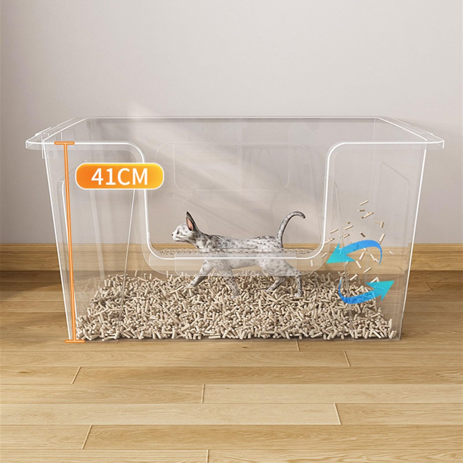 Lettiera per Gatti Lettiera extra large, lettiera con bordo alto, lettiera anti-schizzi for gatti, lettiera for più gatti, lettiera jumbo for gatti grandi e più gatti Toilette per Gatti(Bianco)