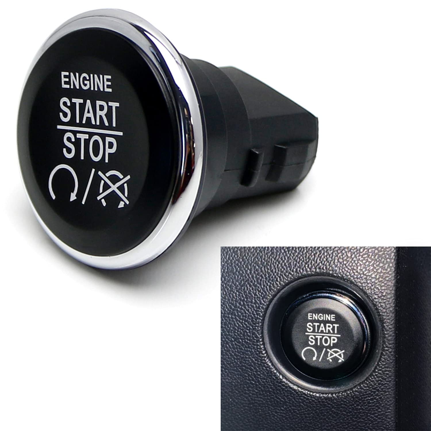 iJDMTOY Engine Start/Stop Push Button Replacement, Compatible with Dodge Challenger Durango, Compatible with Chrysler 300, etc (Fit 1FU931X9AC)