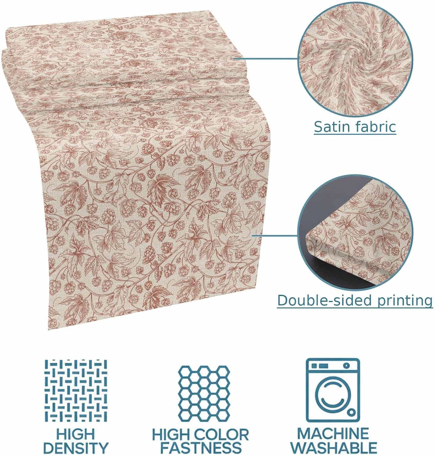 Retro Red Plant Bed Runner Scarf Bedding Accessory For Queen Size Bed,Soft Bed Scarves And Runners Stainproof Dustproof Bedroom Decor For Hotel Wedding Room,Rustic Aesthetics Botanical Floral 94"x20"