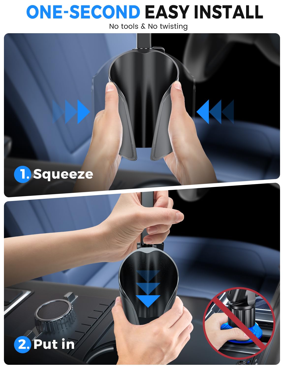 eSamcore Tablet-Halterung für das Auto, [ungehinderter Getränkehalter] für iPad-Halterung mit flexibler hohler Halterung, um 360 Grad drehbare, tiefe Klemme, kompatibel mit 15,2 cm - 27,9 cm (6 - 11