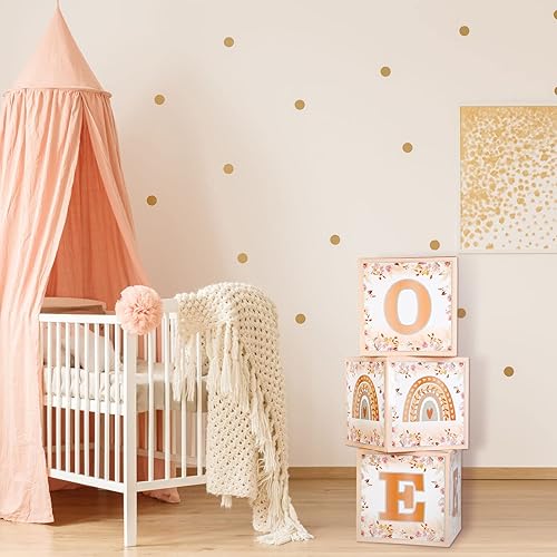 Miniatura 5 de Fumete 3 piezas de decoración de fiesta de primer cumpleaños con temática de arco iris, una caja de globos con una letra para decoración bohemia de