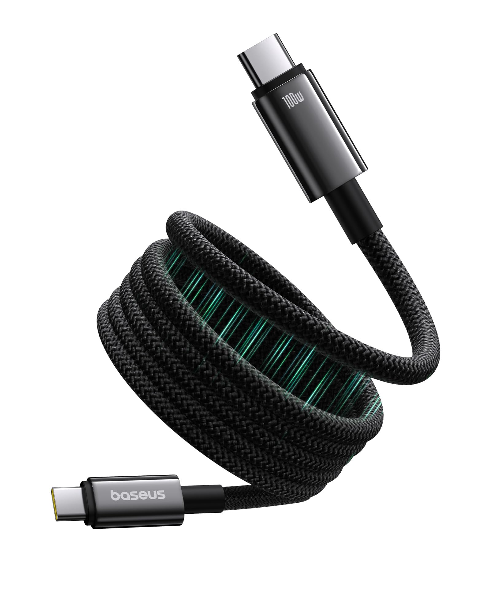 Tungsten Gold Magnetic Anti-Tangle Type-C to Type-C Cable, 100W PD Fast Charging, E-Marker Chip, 1M Nylon Braided for MacBook, iPad Pro, iPhone 17, Samsung Galaxy (Black)