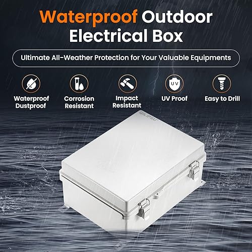 Miniatura 93 de QILIPSU - Caja de conexiones de acero inoxidable con tapa, bisagras y placa de montaje, universal, impermeable IP67, plástico ABS, gris, recinto