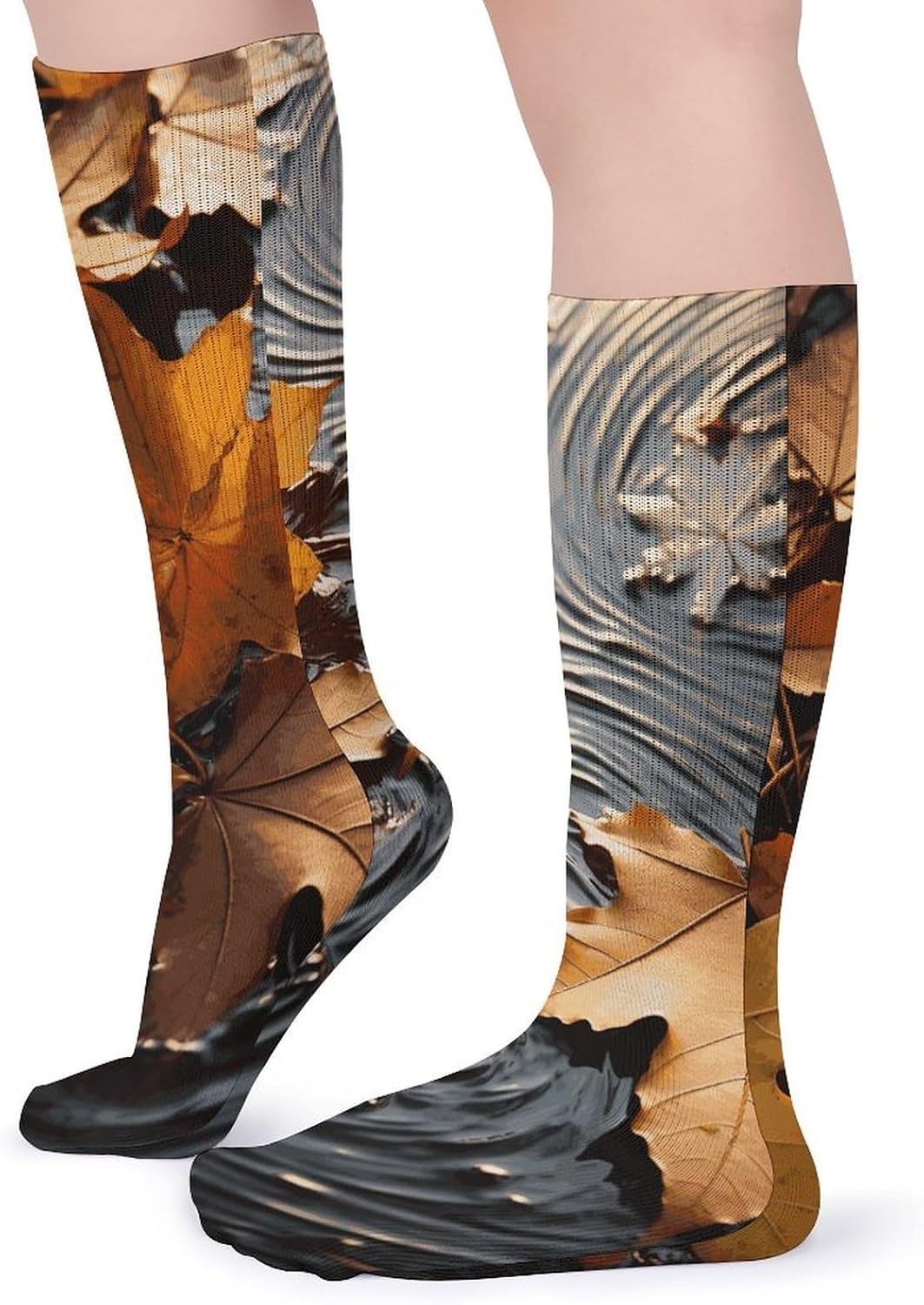 Fall Leaves Knee High Socks Cozy Knee High Socks Soft Mid-Length Sock for All Seasons Daily Wear Adult