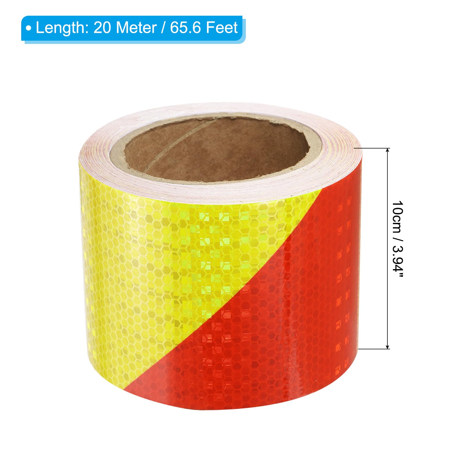 PATIKIL Ruban Réfléchissant Adhésif Fluorescent Jaune Rouge 1 Rouleau 10cm x 20 Mètres Ruban Adhésif Réfléchissant de Sécurité Imperméable pour Camions, Remorques, Voitures