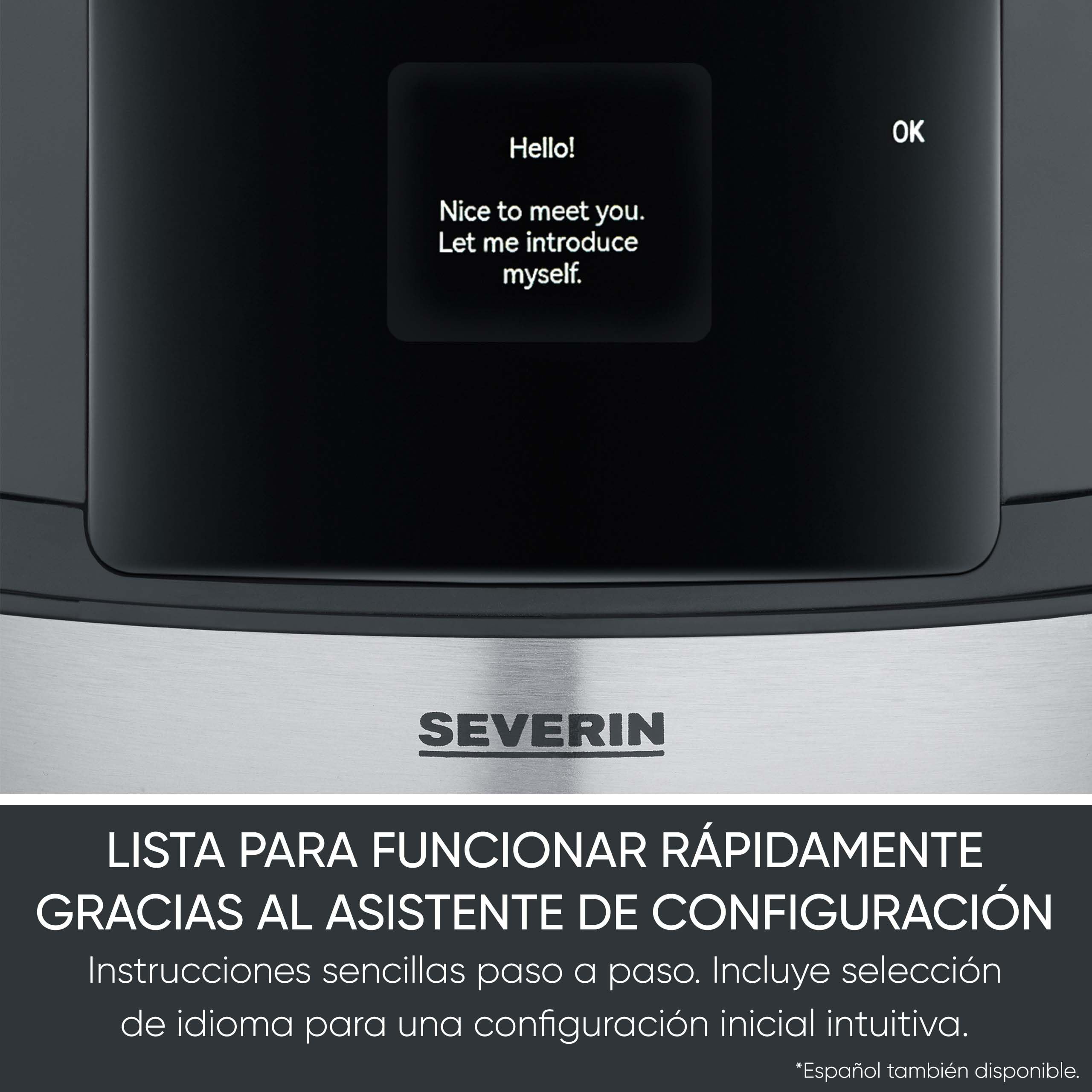 SEVERIN FILKA, cafetera de filtro totalmente automática, cafetera de filtro 5 en 1 con pantalla LED, molinillo, con jarra termo, negro mate/acero inoxidable, KA 9695