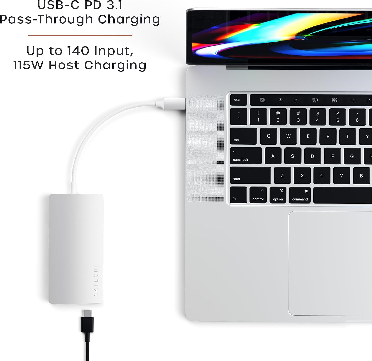Satechi 8 in 1 USB C Hub Multiport Adapter V2, 4K HDMI, 115W USB C PD Charging, 3 USB-A, Ethernet, Micro/SD Card Readers, for Laptop, MacBook Air/Pro/Neo, iPad Air/Pro, Windows - Silver