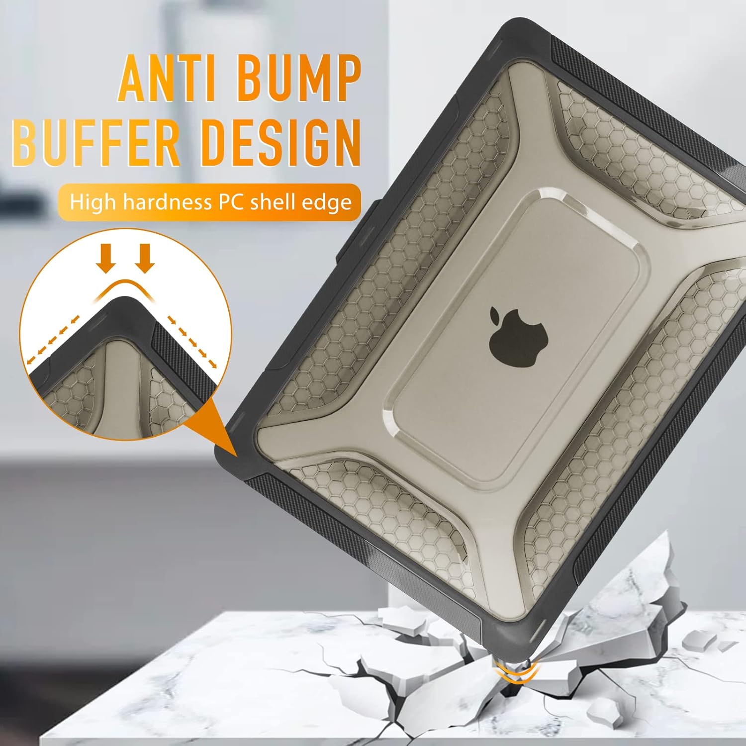 [ 2022 Honeycomb Fold Kickstand ] May Chen Compatible with MacBook Pro 16 inch Case with Touch Bar, 2019 2020 Release Model A2141, Heavy Duty Dual Layer Hard Shell Case Cover with TPU Bumper，Sky Black
