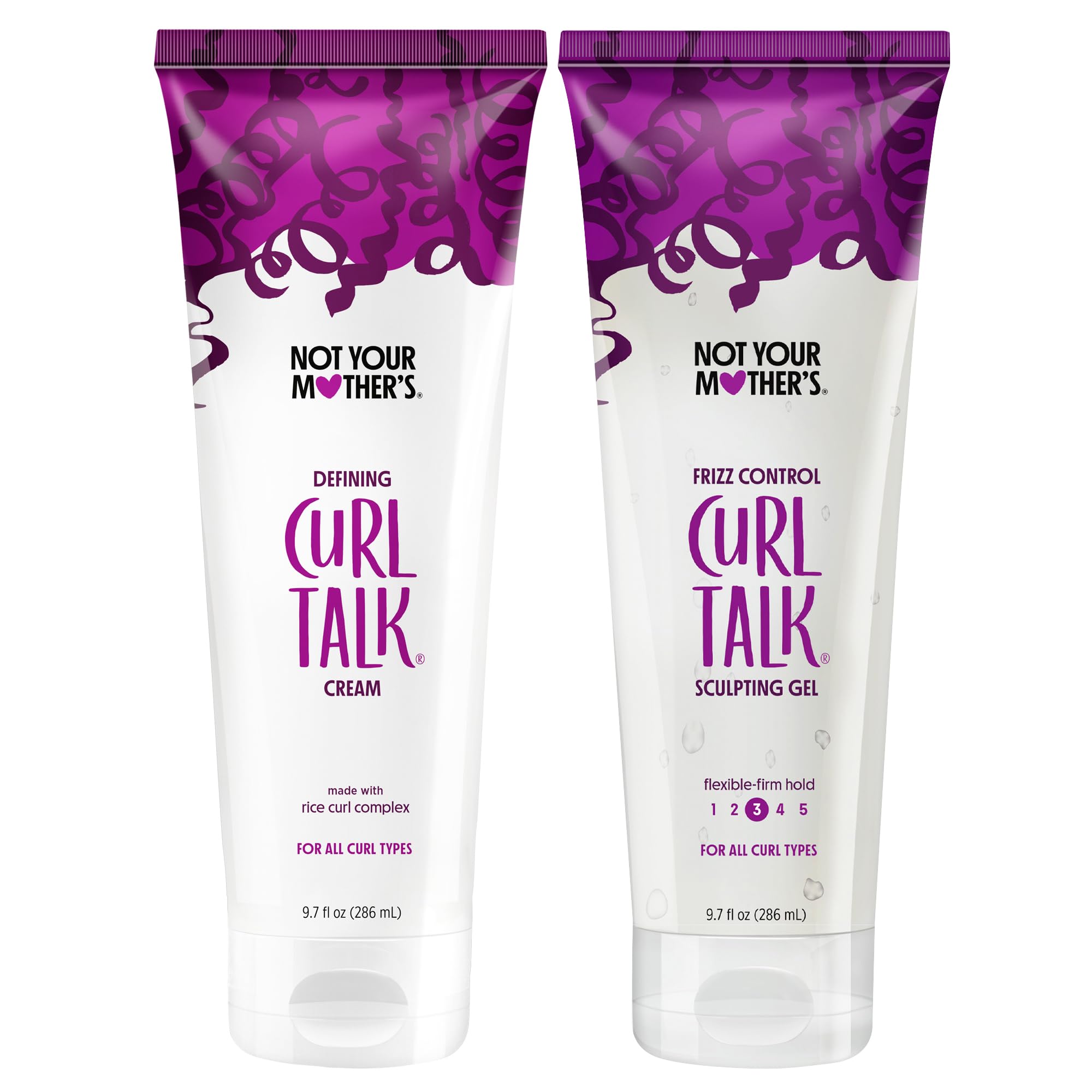 Curl Talk Frizz Control Sculpting Gel and Defining Cream (2-Pack) - Formulated with Rice Curl Complex - For All Curly Hair Types (9.7oz, 2-Pack)