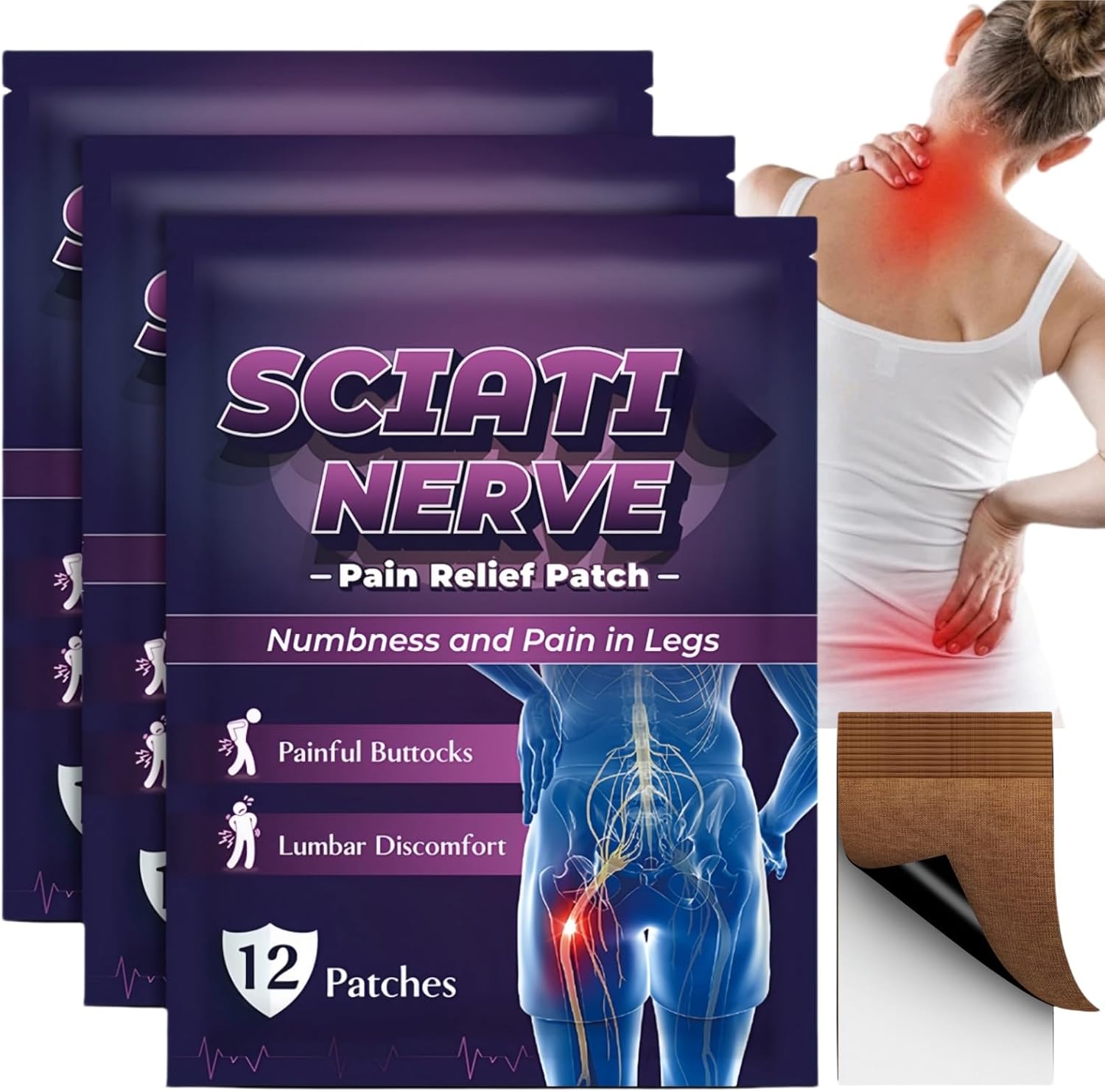 36Pcs Sci/atica Pain Relief Patches,Herbal Patches for Sci/atic Nerve,Sci/atica Relief Patches,Back Pain Relief Products,Sheets Sci/atica Patch,Sheets Pain Reducing Patch,Sci/atica Pain Relief Product