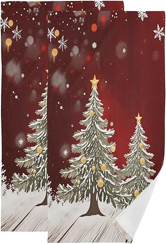 Miniatura 14 de Pfrewn Juego de 2 toallas de mano con diseño de muñeco de nieve de invierno, conos de pino de copo de nieve, color azul, toalla de baño de Navidad