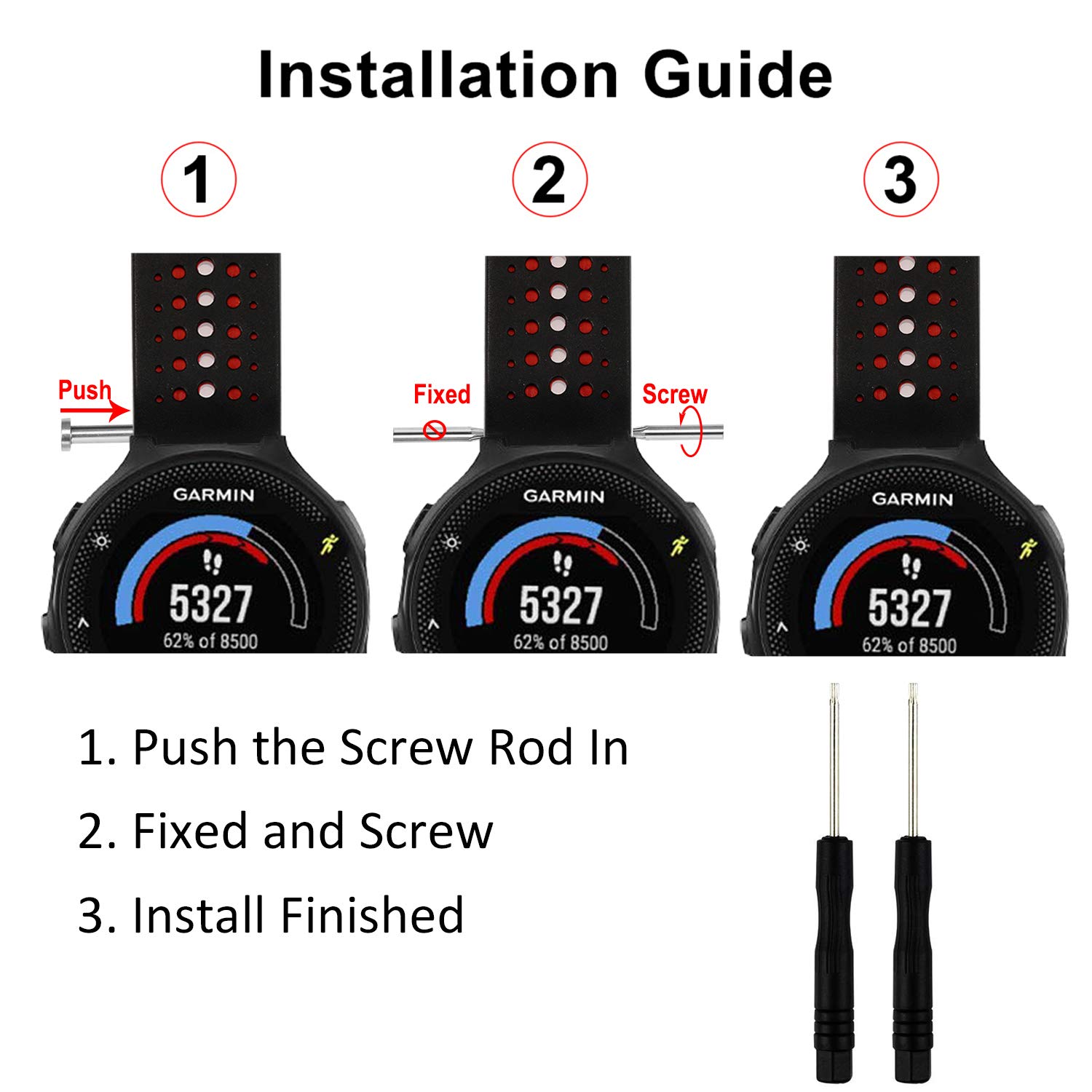 Trumirr Forerunner 235 Watchband Double Color Silicone Rubber