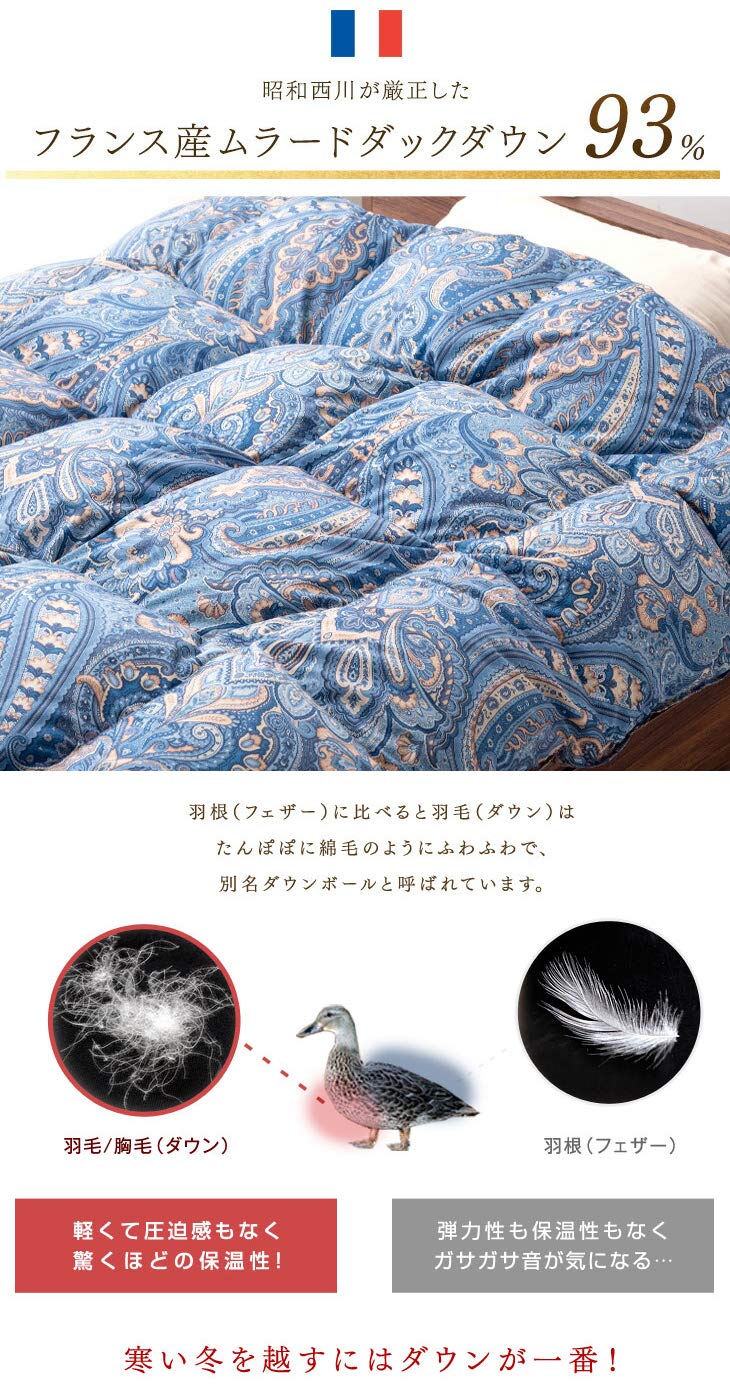 Amazon｜昭和西川 羽毛布団 【大増量1.7kg】ダブル 400dp以上 パワー 