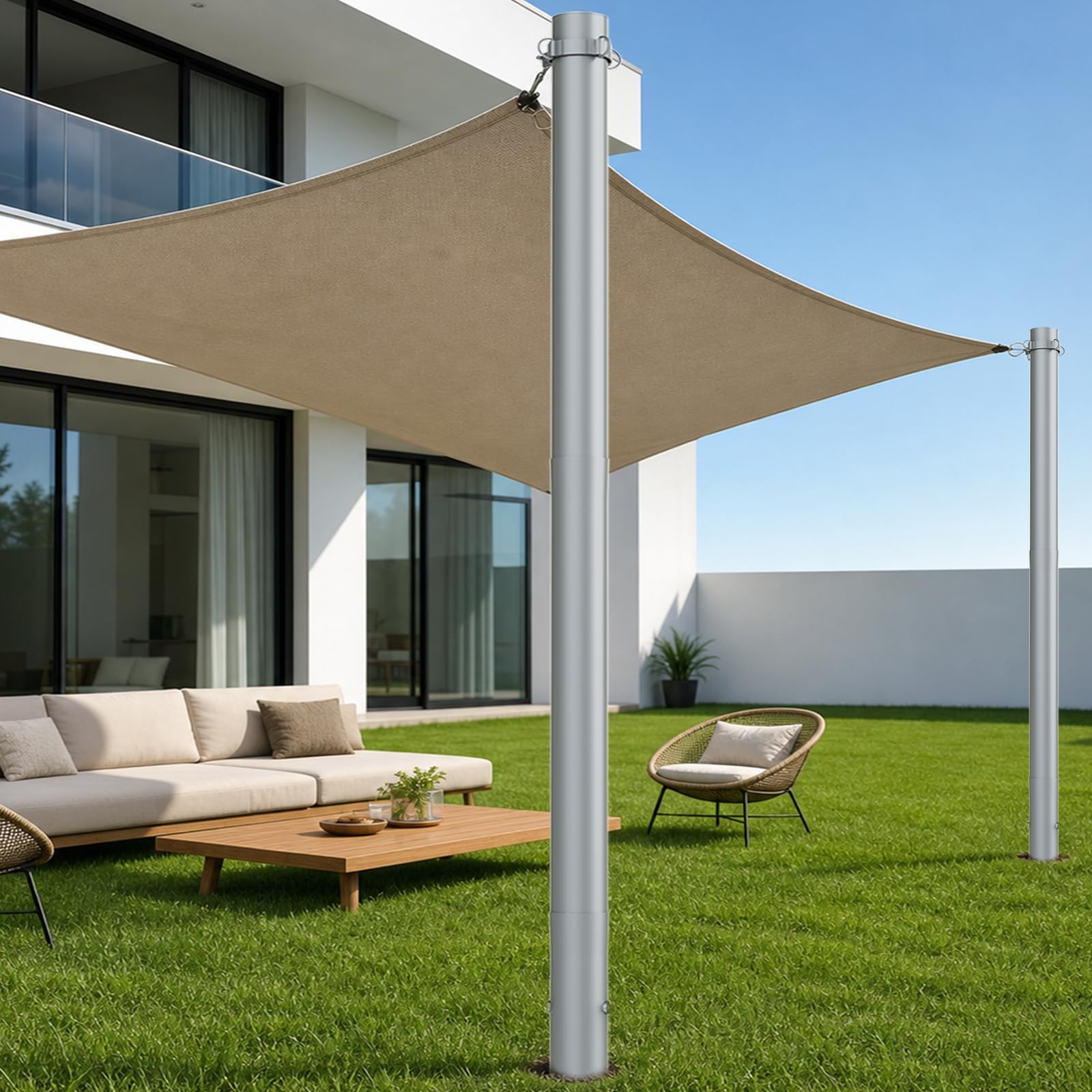Photo 1 of WESTYELNGXI 2 Pack Shade Sail Poles, 12Ft Gray