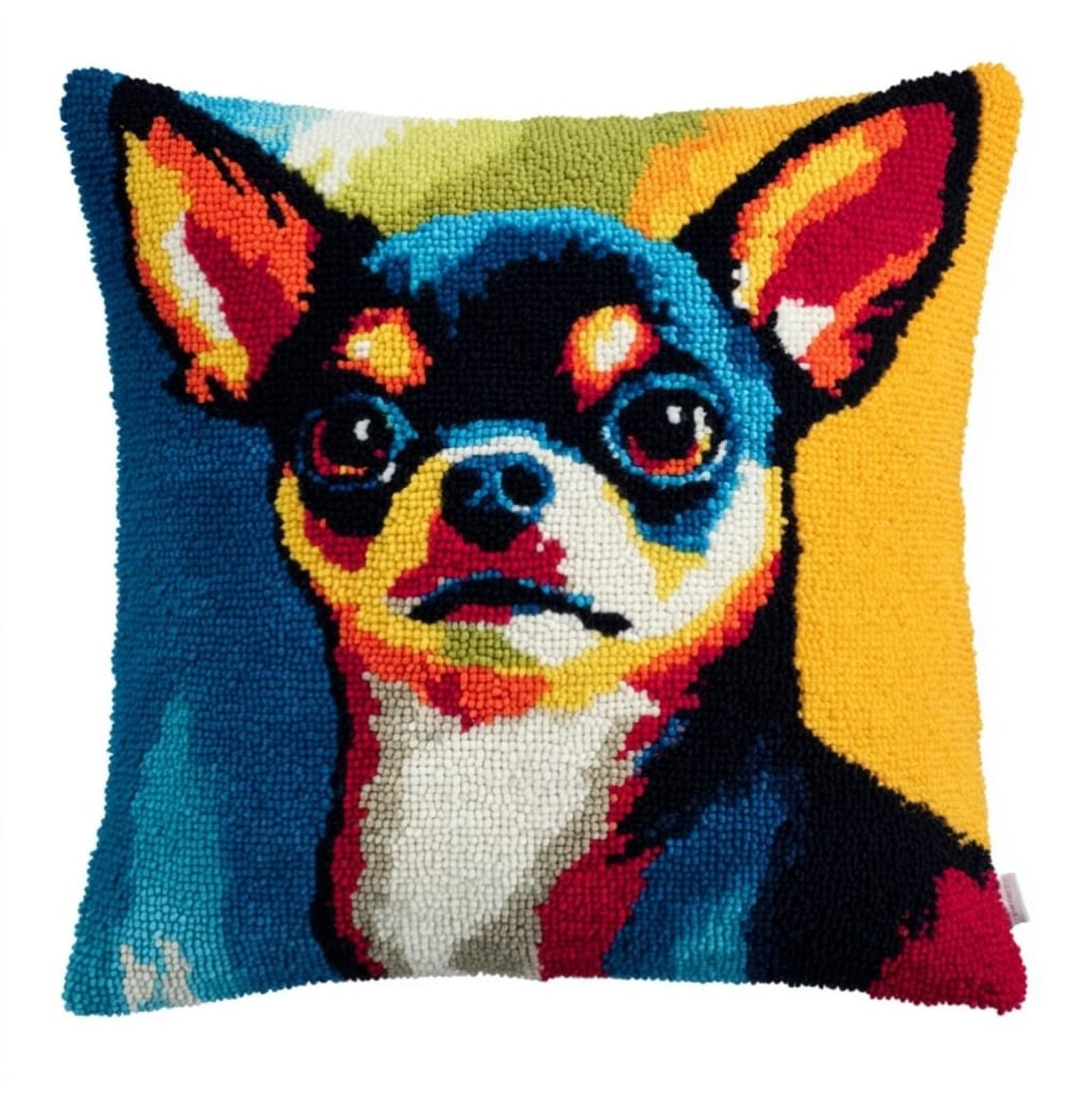 AxiangziK Latch Hook Cushion Kits for Adults,Chihuahua Dogs Color Printed Canvas DIY Throw Pillow Cover,Beginners Handmade Needlework Crafts Home Decoration 17x17inch