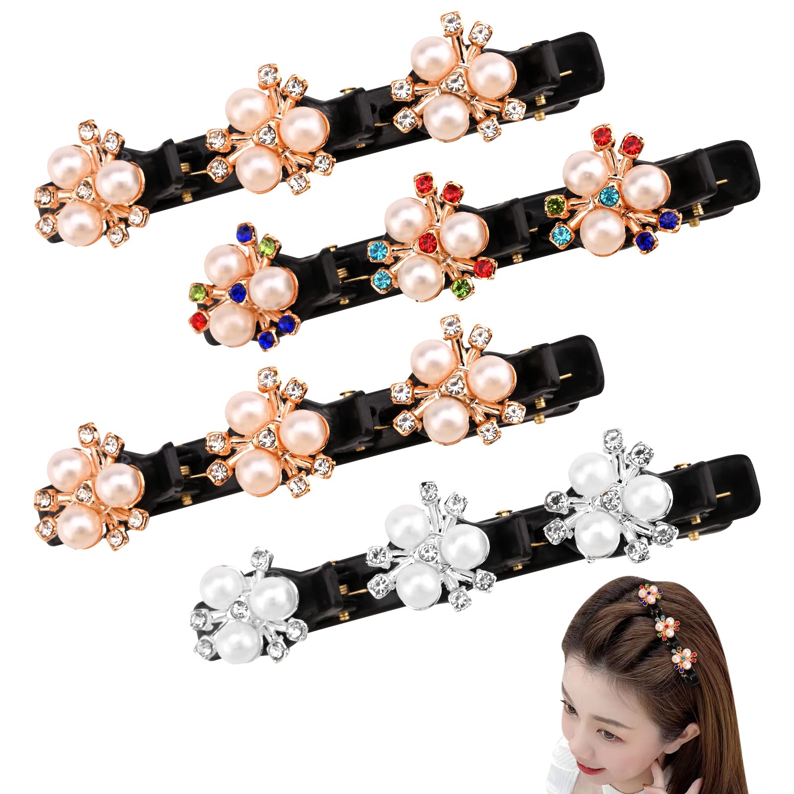 Camic Haarspangen-Set – 8 Stück, Kolibri-Design Mit Kristallen, Satin-Haarbänder, Entenschnabel-Clips Für Frauen & Mädchen
