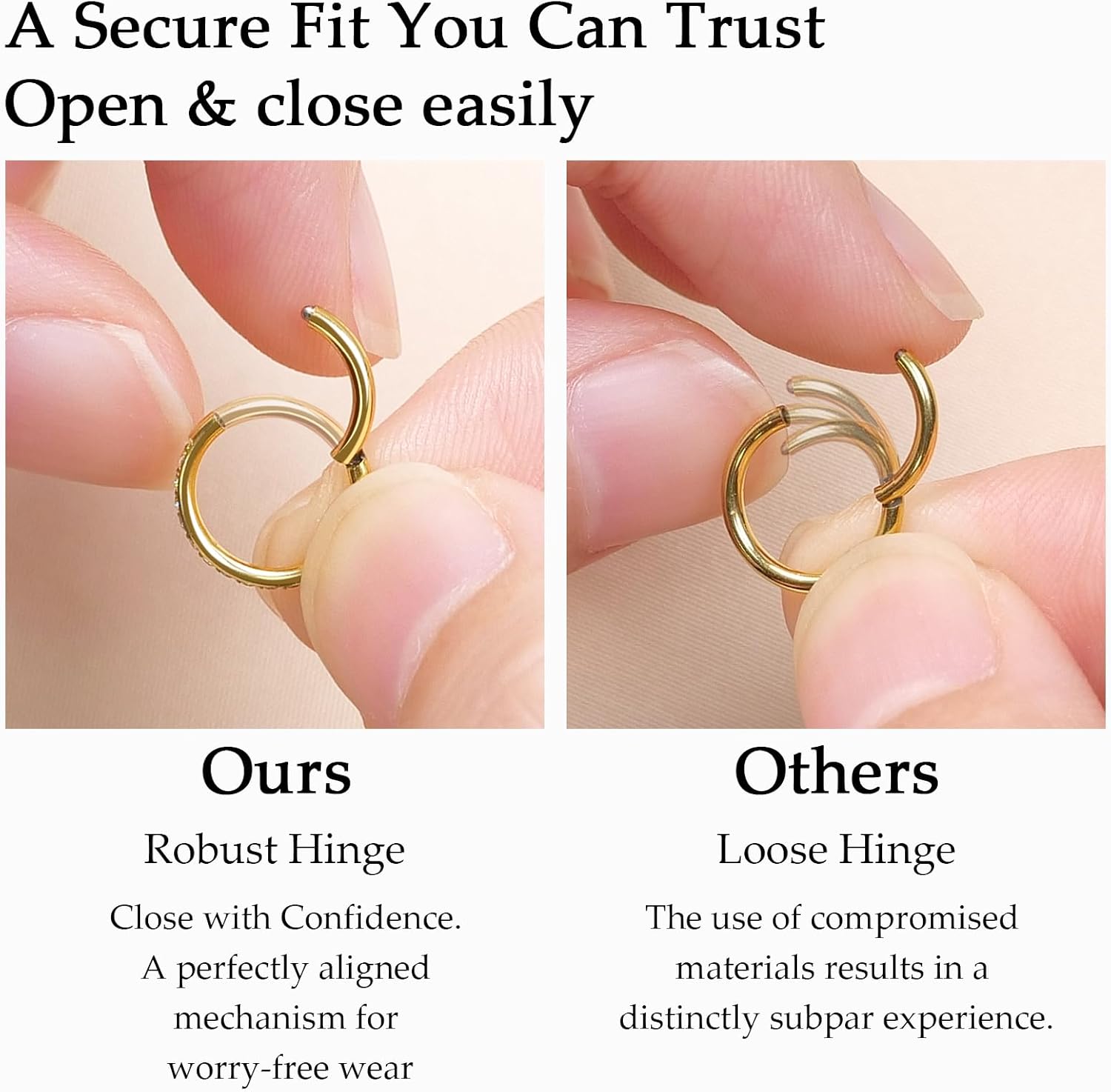 limerencia Titanium Earrings, 3PCS Double Hoop Nose Rings Titanium for Women Men, 16/18G Cartilage Earrings for Helix, Rook, Tragus, Daith, Conch,Implant Grade Piercing Jewelry 6/8/10mm - Image 4