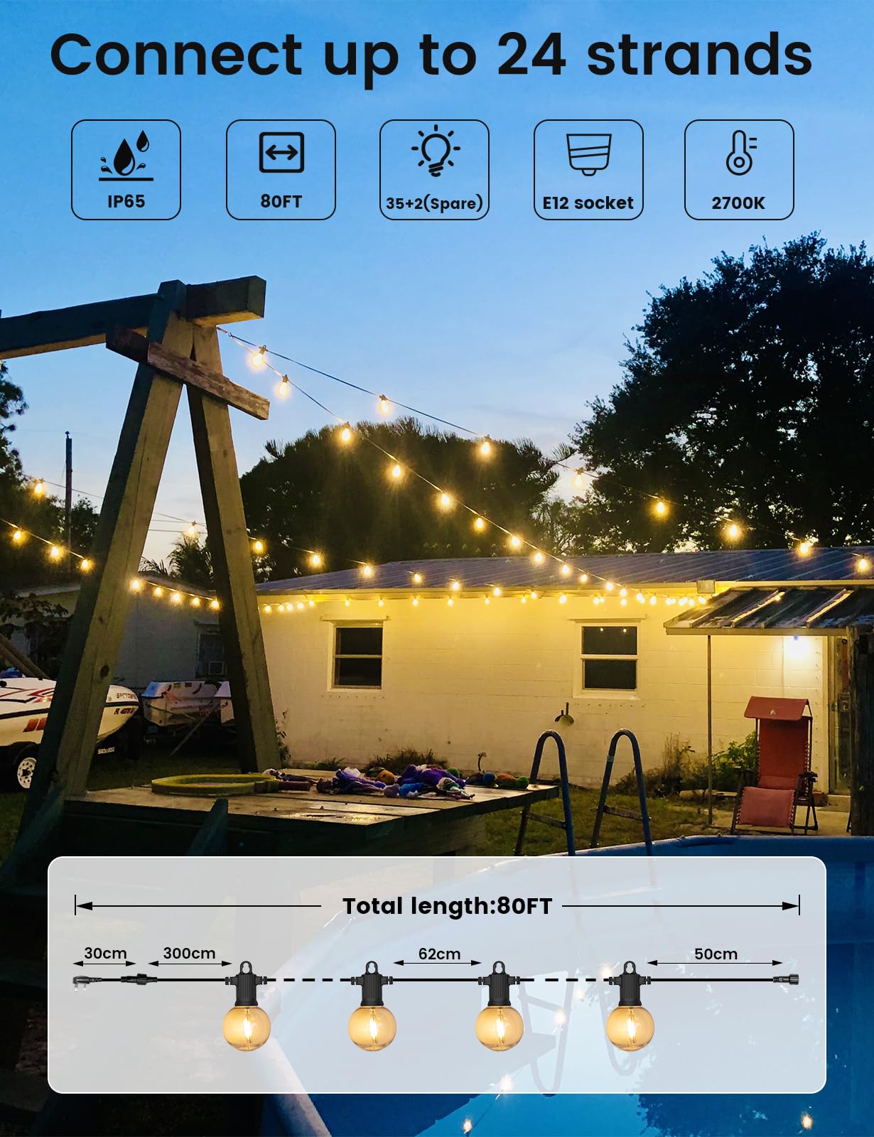 ZOTOYI Festoon Lights Outdoor IP65 Waterproof - Image 4