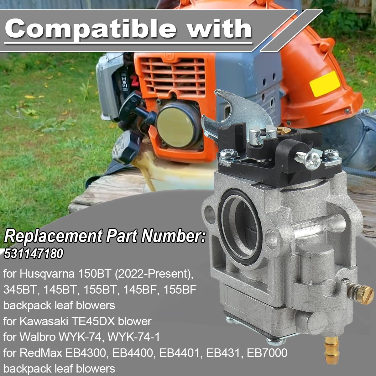 Carburateur Compatible Avec 145BT KAWASAKI TE45DX Souffleur Walbro WYK-74 WYK-74-1