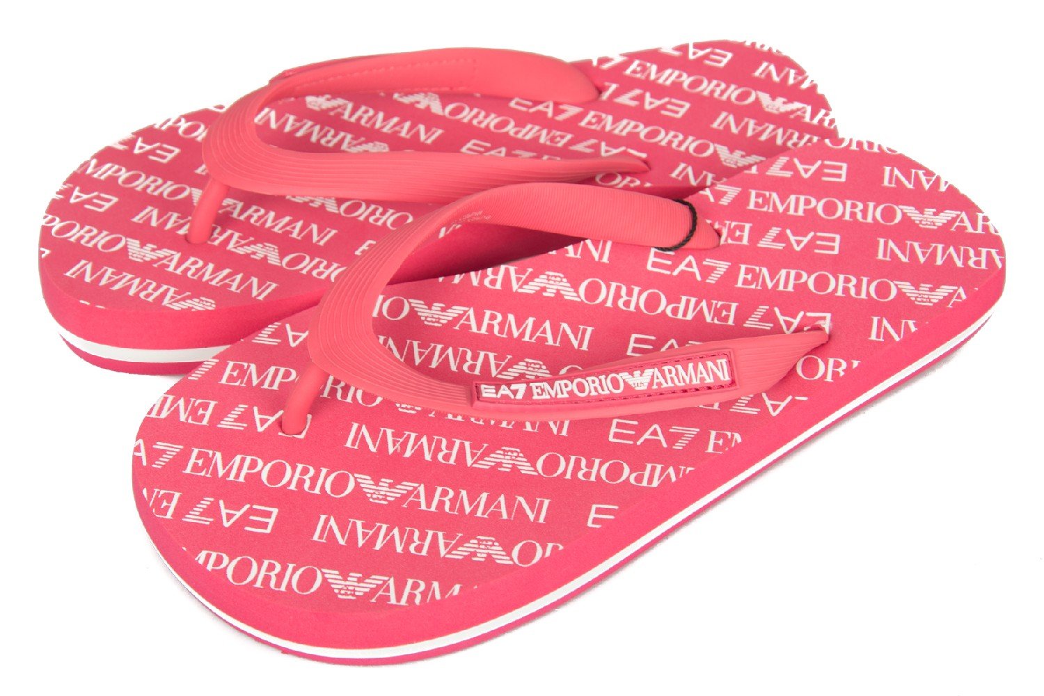 EA7 Allover Logo Flip Flops, Navy/White