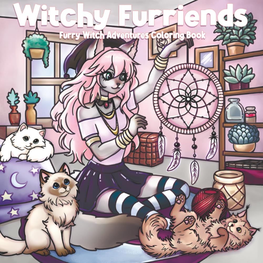 Witchy Furriends: Furry Witch Adventures Coloring Book