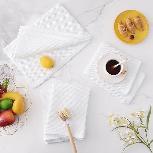 Miniatura 420 de Homaxy Trapo de cocina de 100% algodón, tejido de punto gofre, ultrasuaves, absorbentes, de secado rápido, para limpiar, 13 x 28 pulgadas, paquete