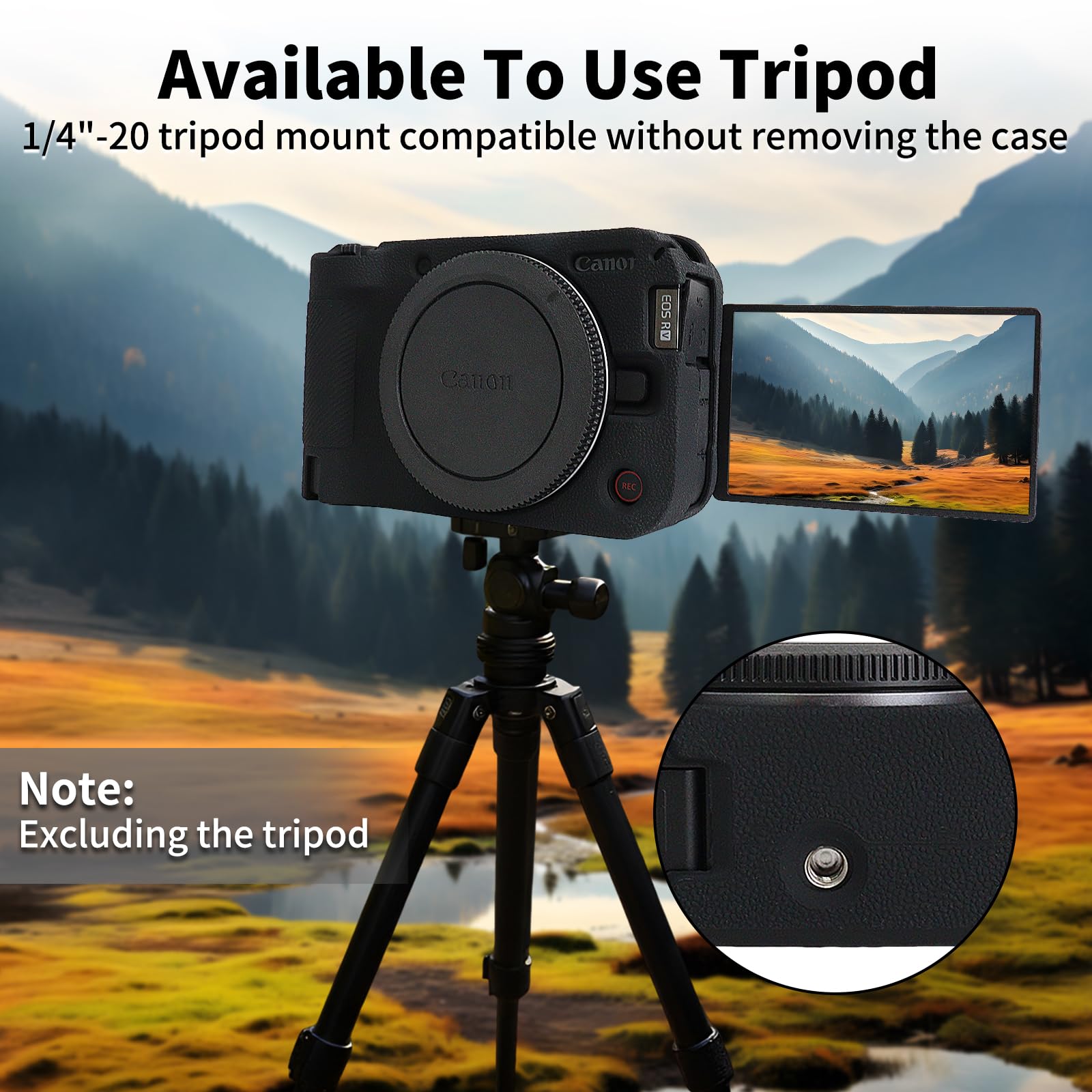 Rieibi Coque en silicone pour appareil photo Canon EOS R50 V, étui de protection souple pour appareil photo Canon EOS R50V avec 2 films de protection d'écran Noir