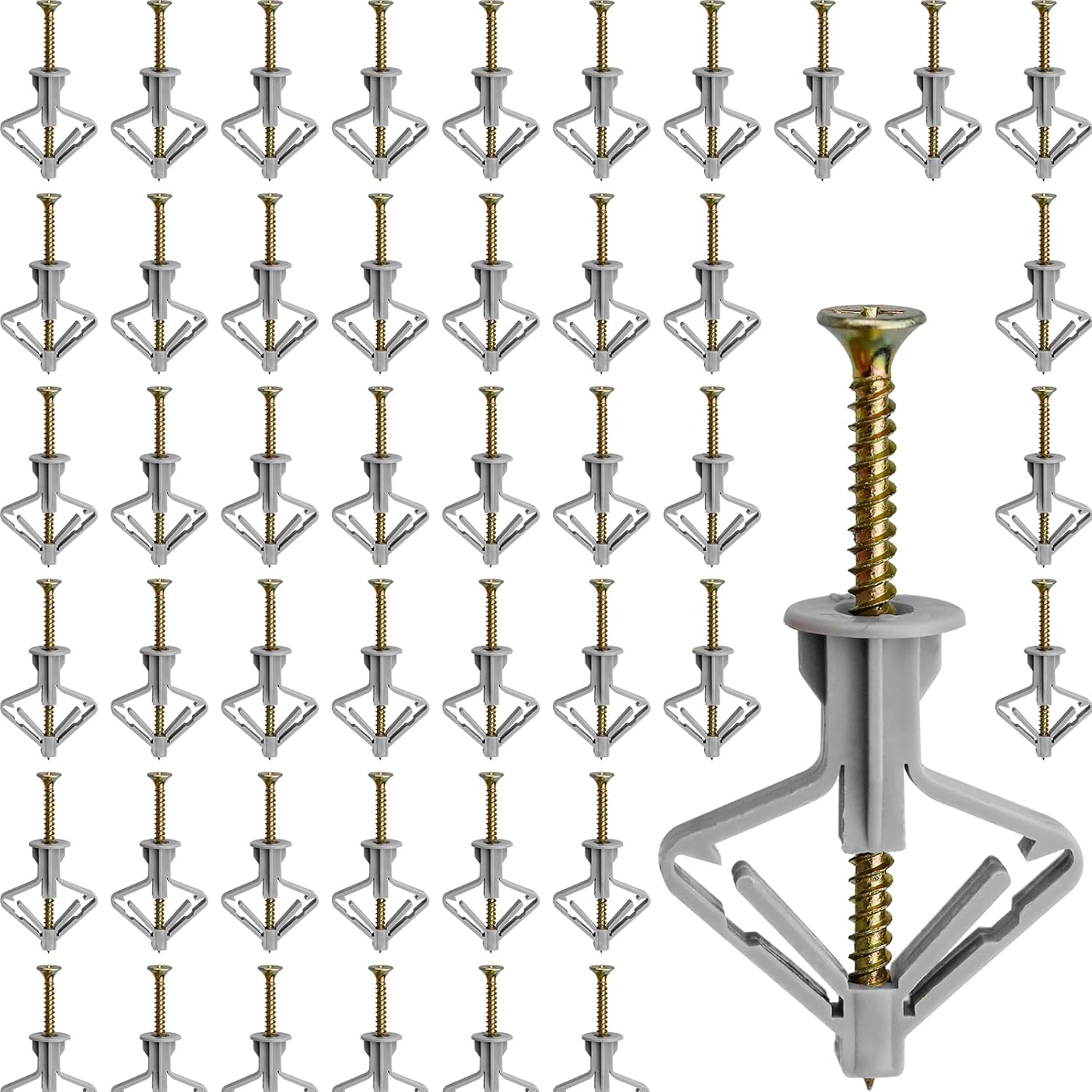 100 Pcs Plasterboard Wall Plugs and Screws 8x50mm Plasterboard Fixings